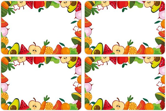 Wonmon 200 PCS Fruit Name Tags Stickers, Self Adhesive Cute Fruits Style Name Tag Labels Stickers for Back to School Classroom Student Office Desk Cubby Locker Themed Party, 2x3 inch