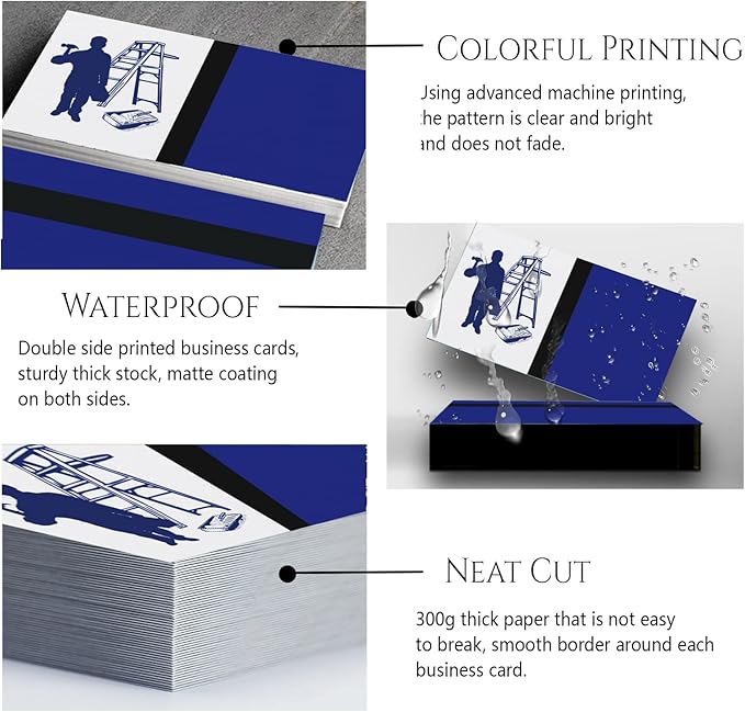 Custom Business Cards Personalized Business Cards for Small Business 300gsm Matte Paper Front & Back Sides Printed 3.5" x 2" - Handyman Template