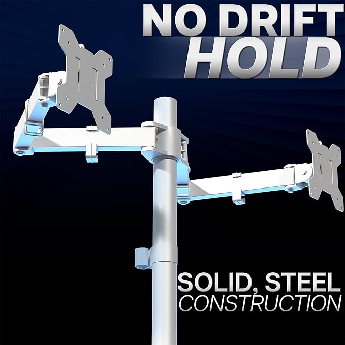 VIVO Dual Monitor Desk Mount, Heavy Duty Fully Adjustable Stand, Fits 2 LCD LED Screens up to 32 inches, White, STAND-V032W