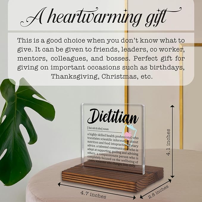 Dietitian Desk Sign Gift for Nutritionists, Thank You Appreciation Plaque for Registered Dietitian Office Decor, Nutritional Counseling Desk Display PA068