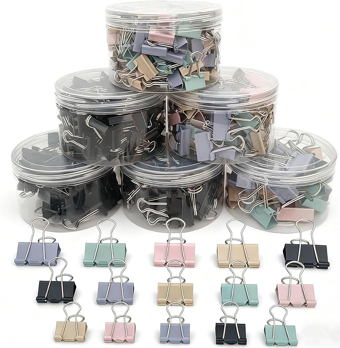304 PCS Assorted Sizes Binder Clips Paper Clamps Including Large,Medium,Small Colored Paper Clips for Office Supplies Home School