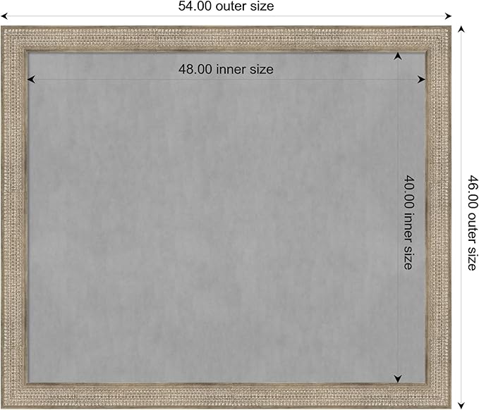 Amanti Art Silver Framed Magnetic Board 46x54 Oversize Vision Board for use with Magnets, 100% Metal Sheet to Display Items as Office Decor or for Home Organization in mudroom, Kitchen or Kids Room