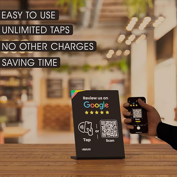 REVLIXI Google Review Stand (10 PCS)- Boost Reviews w/Reusable Google Review Tap Card Stand & QR Code Stand -No App, No Subscription-Android & iPhone Compatible -Boost Google Reviews for Online Growth