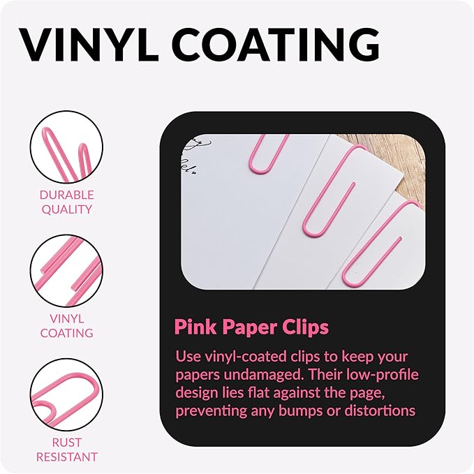 Jumbo Paper Clips, 2 Inch Large Paper Clip, 100 pcs Paperclips (Jumbo, Pink)
