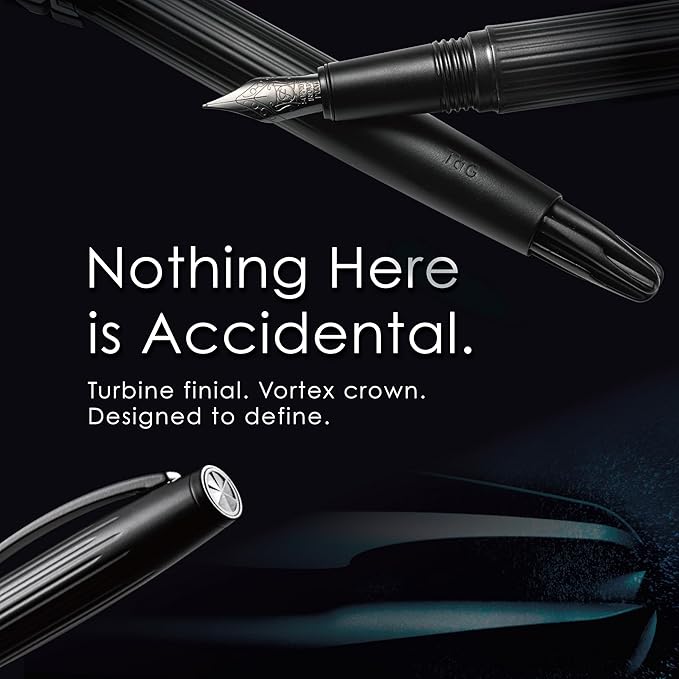 TAG Submarine Luxury Fountain Pen – TurbineDriven Refill, Steel Black Fine Nib, Elegant Writing Gift for Men & Women, Designed by Award-Winning Team