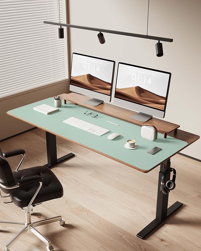 YSAGi Leather Desk Protector, Office Mat, Large Mouse Mat, Non-Slip PU Leather Blotter, Laptop Desk Pad, Waterproof Writing Pad for Office and Home (Pale Green, 47" x 17")