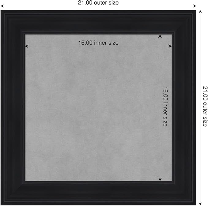 Amanti Art Black Framed Magnetic Board 21x21 Small Vision Board for use with Magnets, 100% Metal Sheet to Display Items as Office Decor or for Home Organization in mudroom, Kitchen or Kids Room