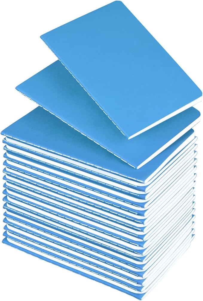 Lzerking Mini Notebooks Bulk 36 Pack Small Pocket Journal Notepads Blue Cover for Kids 3.5 x 5.5 Inches, 30 Sheets/60 Pages, Student Teacher Gifts