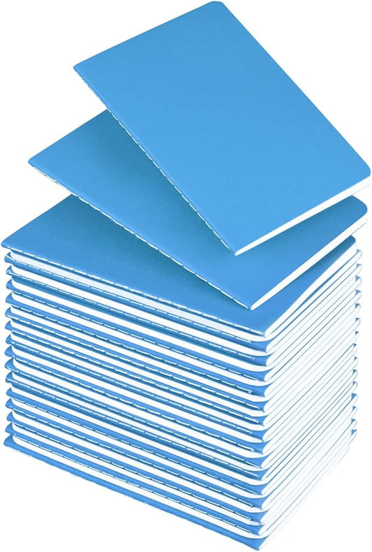 Lzerking Mini Notebooks Bulk 36 Pack Small Pocket Journal Notepads Blue Cover for Kids 3.5 x 5.5 Inches, 30 Sheets/60 Pages, Student Teacher Gifts