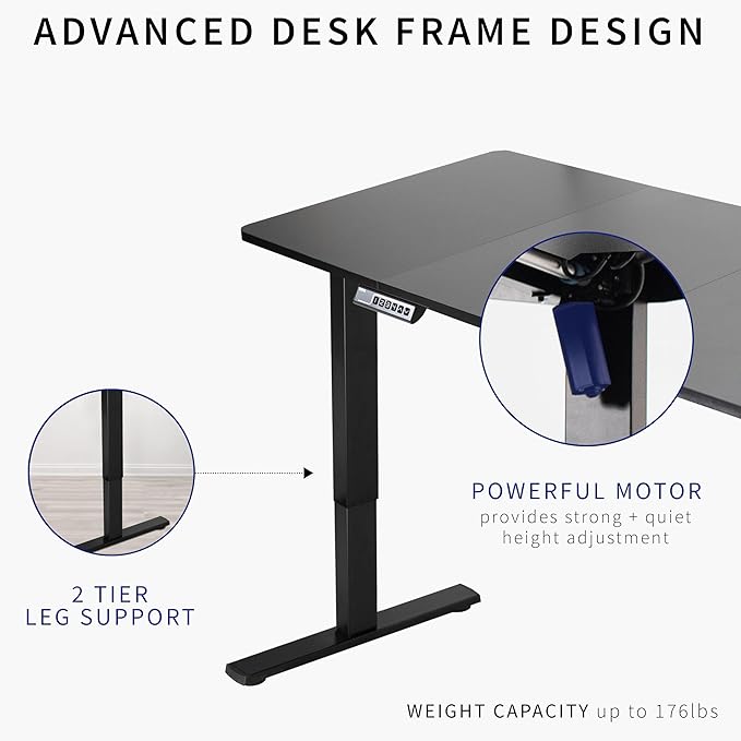 VIVO Electric 71 x 30 in Rustic Standing Desk, Memory Height Adjustment, 1B Series, Holds 220 lbs, Black and Vintage Brown Top, Black Frame, DESK-KIT-1B7BN