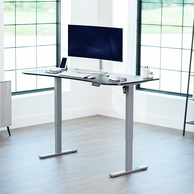 VIVO Electric 63 x 32 in Standing Desk, Memory Height Adjustment, 1B Series, Holds 220 lbs, Black Top Gray Frame, DESK-KIT-1G1B