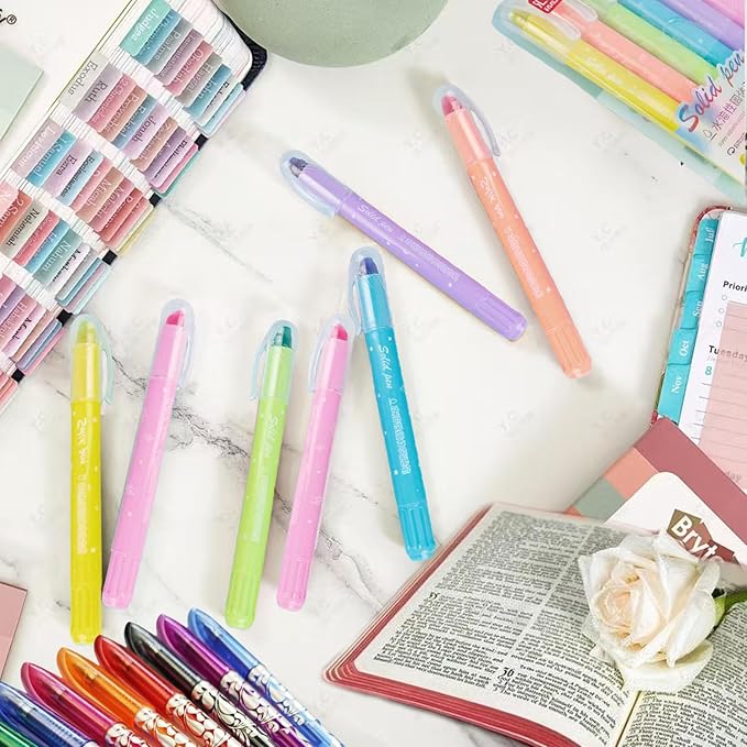 ZAYSWDNS 23 Pcs Bible Journaling Kit, No Bleed, set 6 GelHighlighters 8 Erasable Pens and 8 Refills & 1 Eraser, erasablecolored pens, for Bible Study Journaling Planner Notes School supplies