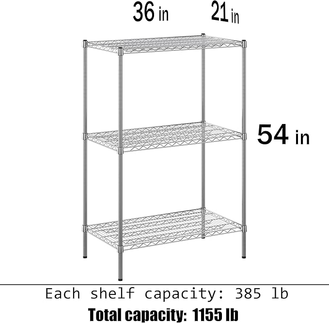 Regal Altair 21" Deep x 36" Wide x 54" Height Wire Shelving Kit | 3-Tier | NSF Commercial Storage Rack Unit