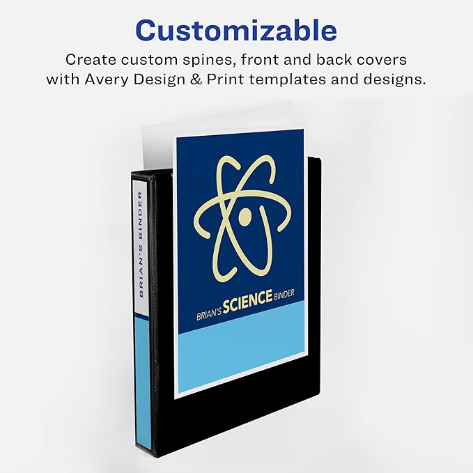 Avery Economy View 3 Ring Binders, 1.5" Round Rings, 4 Black Binders (19204)