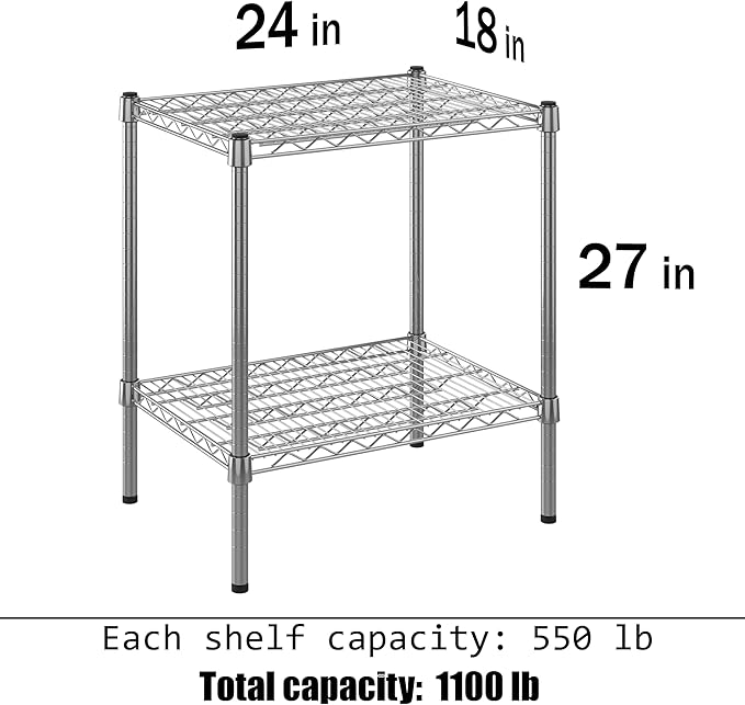 Regal Altair 18" Deep x 24" Wide x 27" Height Wire Shelving Kit | 2-Tier | NSF Commercial Storage Rack Unit