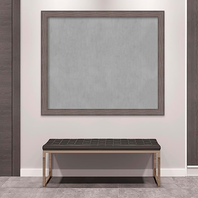 Amanti Art Grey Framed Magnetic Board 45x53 Oversize Vision Board for use with Magnets, 100% Metal Sheet to Display Items as Office Decor or for Home Organization in mudroom, Kitchen or Kids Room
