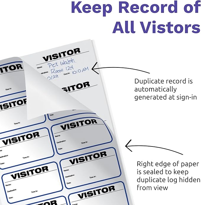 Threshold Visitor Badge Sign-in Book (500 Badges) | Name Tag Stickers | Hospital, Office, & Secretary Supplies | School Visitor Passes | Visiting Tag for Hospital | Visitor Badges