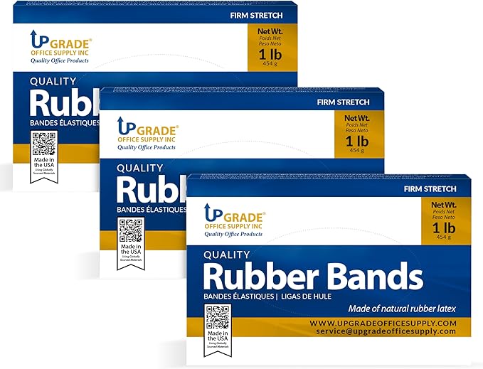 Upgrade Rubber Bands Size 64 (3-1/2 in x 1/4 in), 1 lb Boxes, 3-Pack, USA