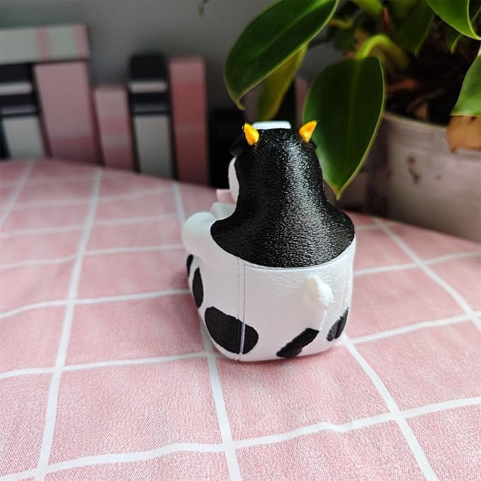 RhyNSky Cute Office Accessories - Stamp Roll Holder Postage Stamp Dispenser for Desk, No Stamps, 1.18" Core, Black Cow Design, C04