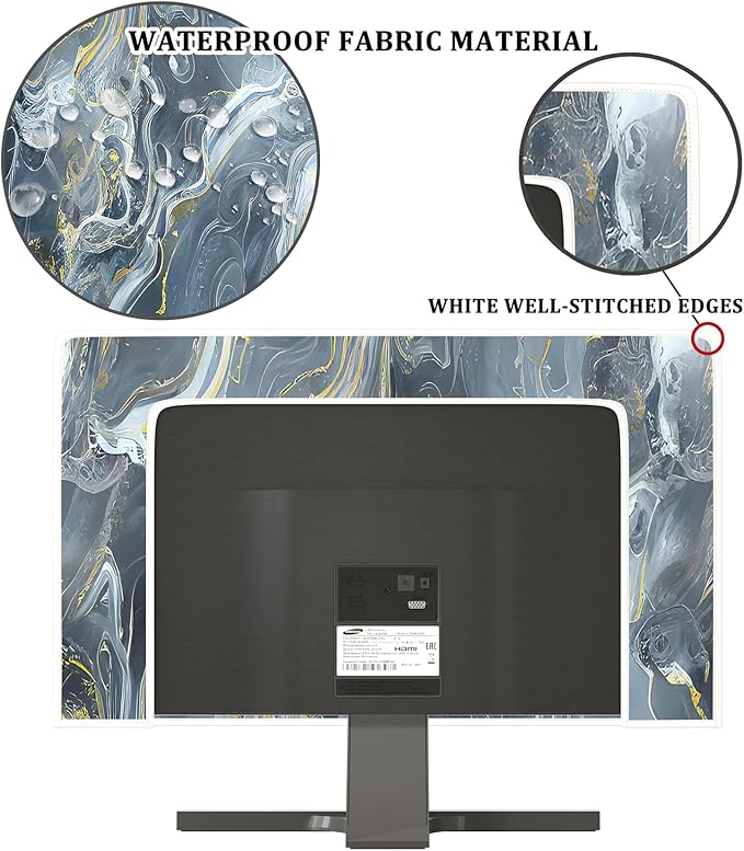 Baocicco Gray Gold Marble Waterproof 80 Inch TV Dust Cover Anti-Static Dustproof Protective Aesthetic Texture Screen TV Covers Full Body Cover for Television Screen Desktop PC LED LCD OLED