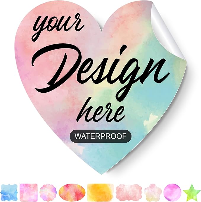 AHEADGOODS Custom Stickers - Personalized Labels with Any Design Image Logo Text, 100 Heart Shaped 2"x2" Vinyl Labels