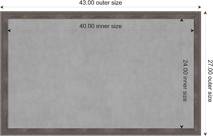 Amanti Art Grey Framed Magnetic Board 27x43 Large Vision Board for use with Magnets, 100% Metal Sheet to Display Items as Office Decor or for Home Organization in mudroom, Kitchen or Kids Room
