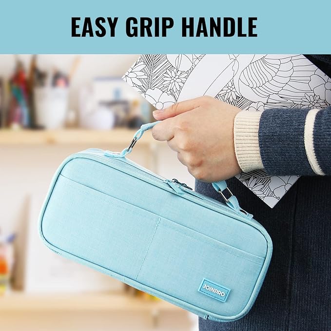 JOINPRO Pencil Case, Large Capacity Pencil Case Organizer; Double Zipper Storage Bag; Big Pencil Pouch for College School Office Teen Girl Boy Men Women Adult