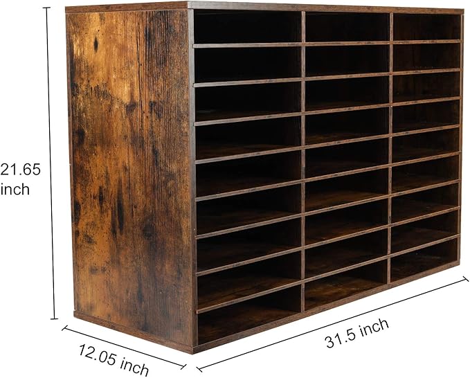 EasyPAG Wooden Literature Organizer with Adjustable Shelves, 27 Compartments Office Paper Organizer Storage 13500 Sheets Letter Size Paper, Student Mailbox for Classroom, Archaize