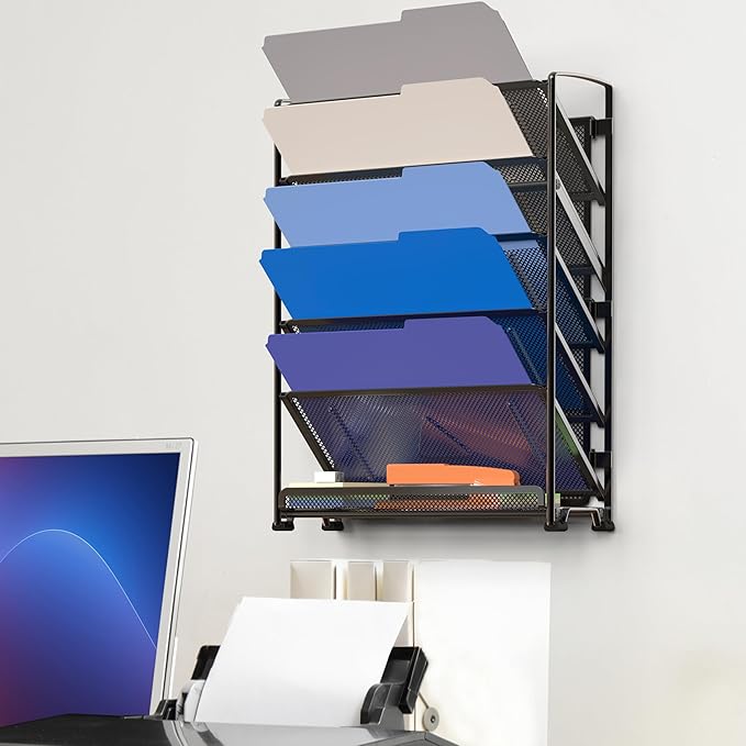 Simple Houseware 6-Tier Wall Mount Document Letter Tray Organizer, Black