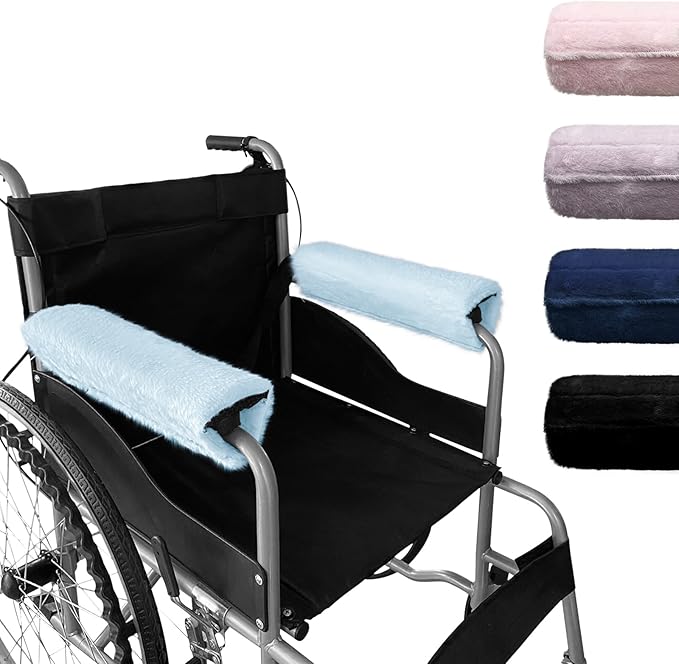 SPRING SEAON Wheelchair Armrest Covers 2 Pack Soft Memory Foam Wheelchair armrest Pads Wicking Washable for Office Transport Chair (Sky Blue)