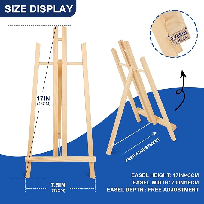 ESRICH 10pcs 17 Inch Tabletop Easels,Wood Easel for Painting,Tripod, Paint Party Easel, Kids Student Desktop Easel for Painting,Paint Easel for Canvas Paint