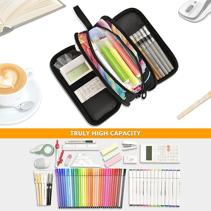 BOENLE Custom Lightning Dragon Watercolor Pencil Case Box Boys Girls Personalized Name Large Pencil Pouch Stationery Pen Bag Organizer for Kids Adults School Office