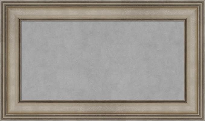 Amanti Art Silver Framed Magnetic Board 17x29 Small Vision Board for use with Magnets, 100% Metal Sheet to Display Items as Office Decor or for Home Organization in mudroom, Kitchen or Kids Room