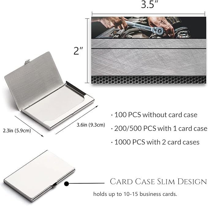Custom Business Cards Personalized Business Cards for Small Business 300gsm Matte Paper Front & Back Sides Printed 3.5" x 2" - Mechanic Template