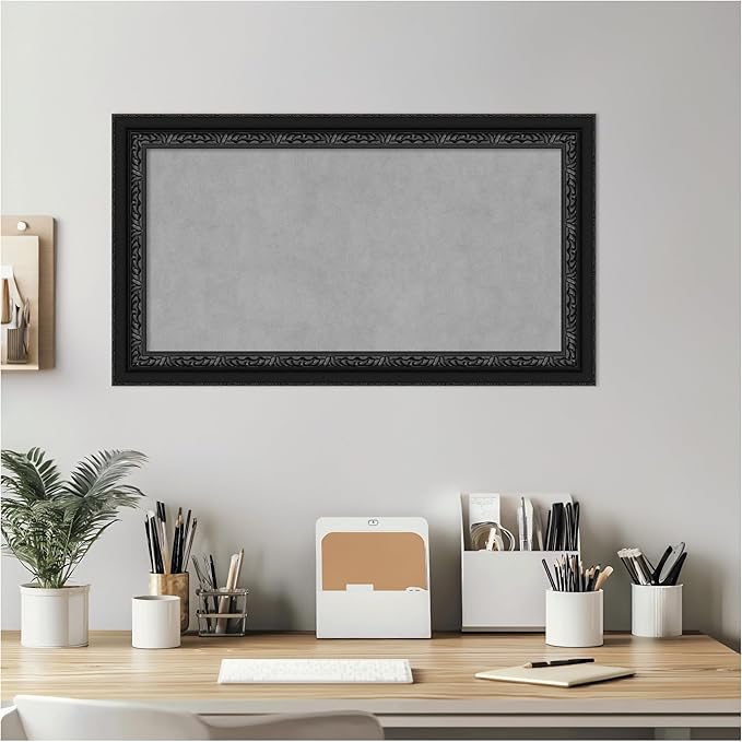 Amanti Art Black Framed Magnetic Board 16x28 Small Vision Board for use with Magnets, 100% Metal Sheet to Display Items as Office Decor or for Home Organization in mudroom, Kitchen or Kids Room