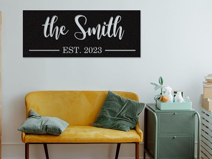 Custom Metal Name Sign,Personalized Last Name Metal Sign,Family Name Sign,Personalized Last Name Date Sign,Metal Wall Art,Last Name Signs for Home,Metal Wall Decor