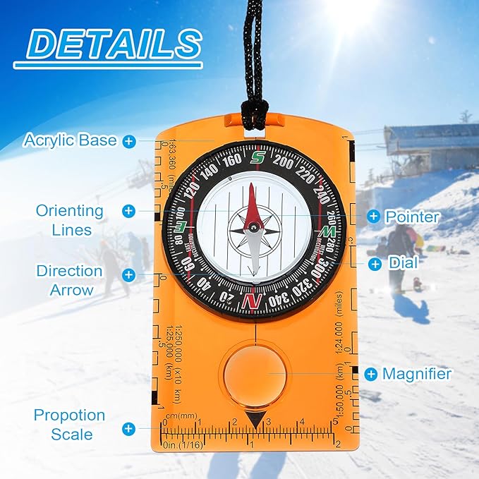 PATIKIL Orienteering Compass, Navigation Backpacking Compasses for Map