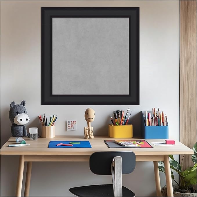 Amanti Art Black Framed Magnetic Board 25x25 Medium Vision Board for use with Magnets, 100% Metal Sheet to Display Items as Office Decor or for Home Organization in mudroom, Kitchen or Kids Room