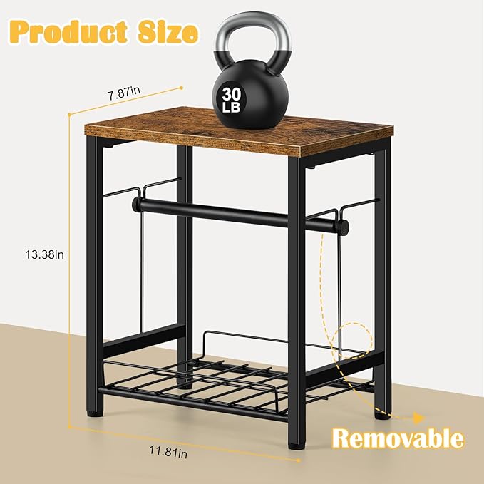 smusei Label Holder Thermal Shipping Label Holder for Rolls & Fan-Fold, Sticker Roll Holder with Basket Desktop Label Roll Dispenser Accessory for Home, Office, Small Business, Rustic Brown