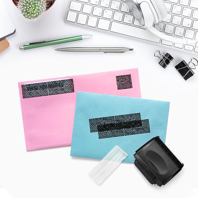 Identity Theft Protection Roller Stamp, 1 Refill Ink - Confidential Roller Stamp for Identity Protection & Security Stamps- Blocking Out Privacy Information and Guard Your Address and ID