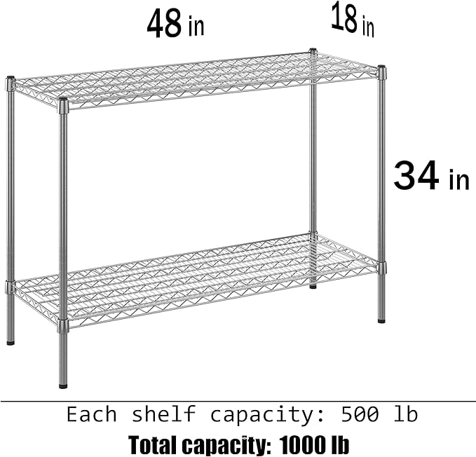 Regal Altair 18" Deep x 48" Wide x 34" Height Wire Shelving Kit | 2-Tier | NSF Commercial Storage Rack Unit