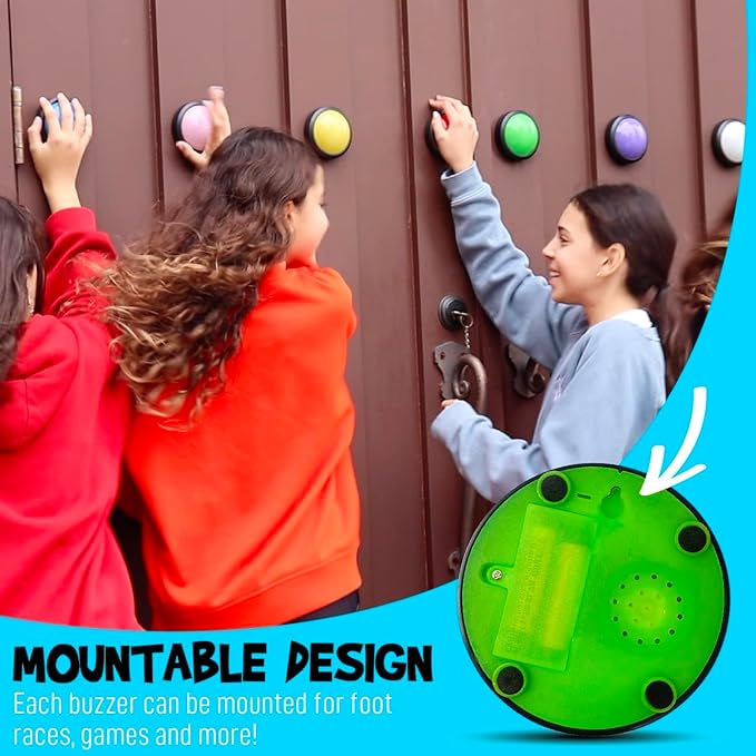 Teacher's Choice Light Up Game Buzzer System, Displays The Winning Player Loud, Unique Sounds for Each Buzzer, Great for Trivia Games, Family Feud, Jeopardy (8 Pack)