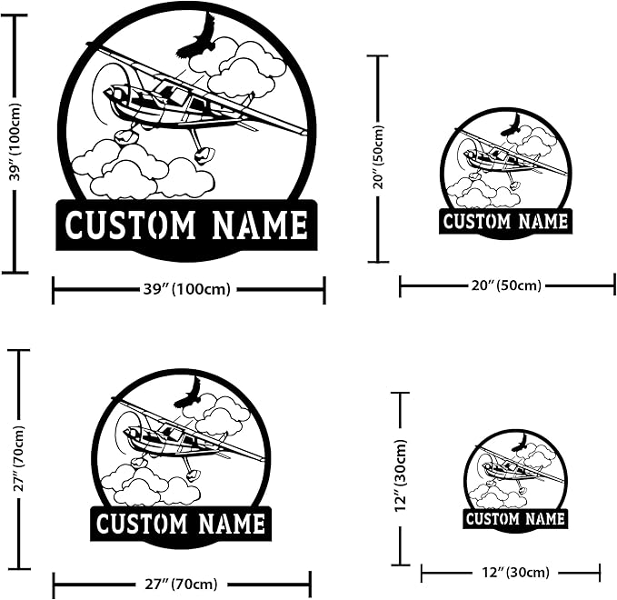 Personalized Metal Airplane Wall Art, Airplane Name Sign, Customized Pilot Name Sign, Airplane Hangar Sign Decor, Aviation Home Office Decor, Large Outdoor Decor, Pilot Gifts, Aircraft Lovers Gift