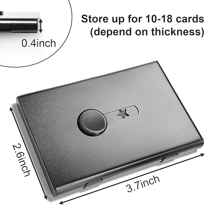 2 Pack Business Card Holder with Dot Cards,Stainless Steel Slide Out Thumb Drive Card Case for Men and Women,Portable Credit ID Name Card Wallet Black and Gray