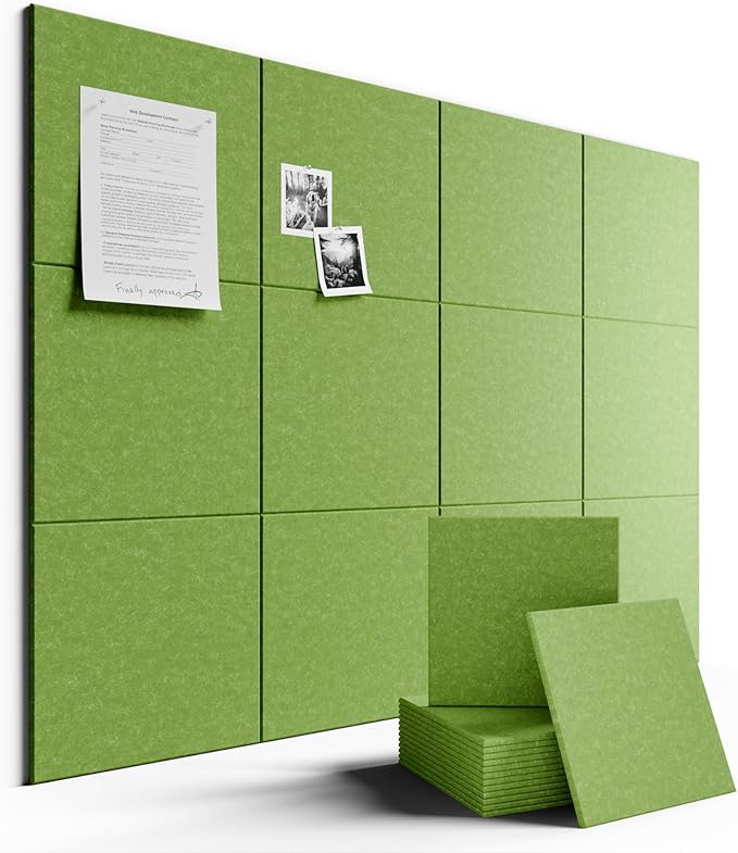 Fluxynara Large Felt Bulletin Board 48" x 36" Cork Board Alternative-12 Pack with 70 Safe Removable Adhesive Tabs, Cork Boards for Walls Cork Board for Home Office Classroom Pin Board -Kelly Green