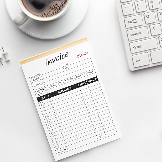 Homvle Invoice Receipt Book with Carbon Copies 2-Part Carbonless Sales Book for Small Boutique Business, 50 Sets