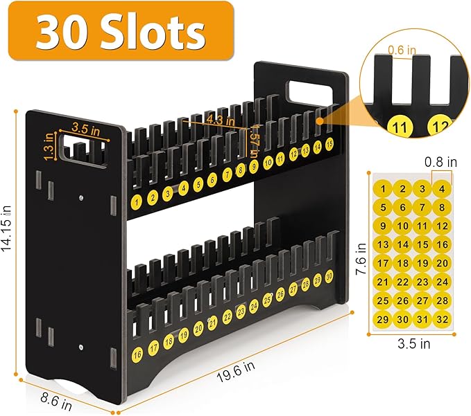 Ozzptuu Cell Phone Holder Classroom Cell Phone Storage 2-Tier Multiple Cell Phone Stand Rack with 1-30 Number Stickers PVC Board Mobile Phone Holder Desktop Organizer for Classroom (Black, 30 Slots)