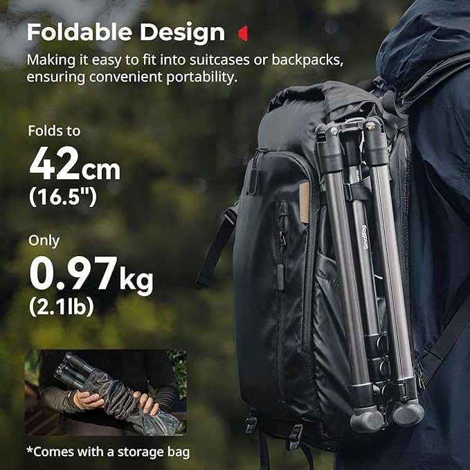 SMALLRIG 74.8"/ 6.23 ft Adjustable Light Stand Photography, Max Load 8.8 lb, Compact Lighting Tripod Stand for Softbox, Flashlights, Ring Light, LED Video Lights, COB Light, Folded Size 16.5" - 5475