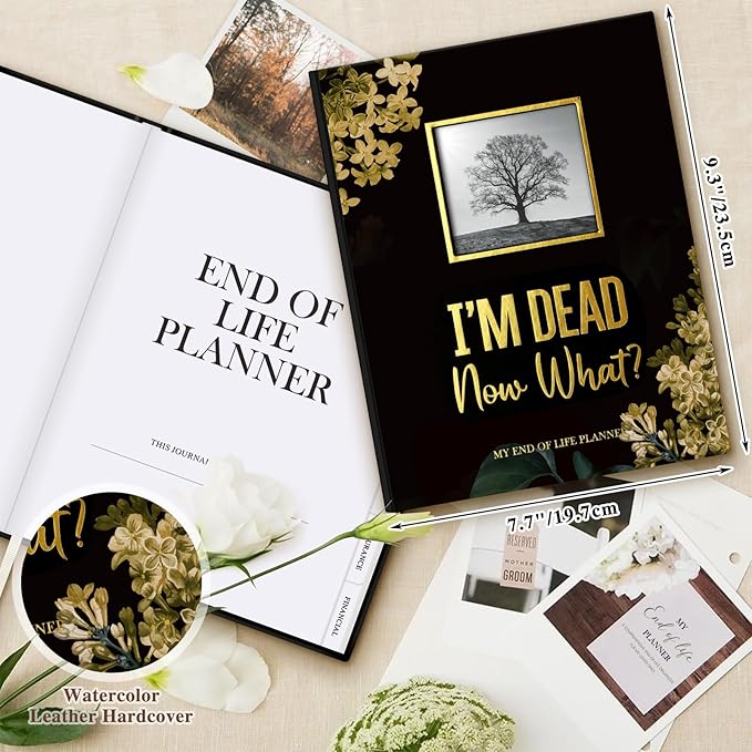 Lanpn I'm Dead, Now What Journal, End of Life Planner Death Book Organizer with Tabs, When I Die Planning Journals for Senior, Final Wishes & Financial Estate Planners, Leather Hardcover