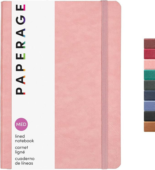 PAPERAGE Softcover Lined Journal Notebook (Blush), 160 Pages, Medium College Ruled Notebook, 5.6 inches x 7.9 inches - 100 GSM Thick Premium Paper, Soft Vegan Leather Journal for Home, Work & School